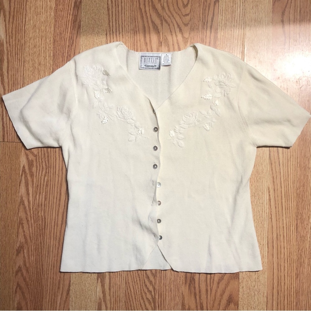 Vintage Short Sleeve Embroidered Cardigan - Picture 3 of 7